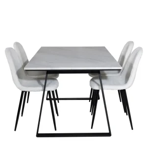 Venture Home Estelle Matgrupp 140 cm Rektangulär med 4 Polar stolar Svart - Möbler Köp online