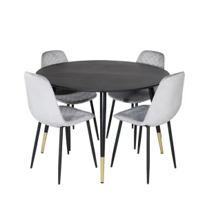 Venture Home Dipp Matgrupp 115 cm Rund med 4 Polar stolar Svart/Guld - Möbler Billig