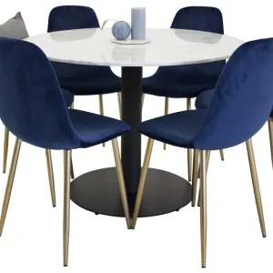 Extra rabatt Venture Home Estelle Matgrupp 106 cm Rund med 6 Polar stolar Svart - Möbler