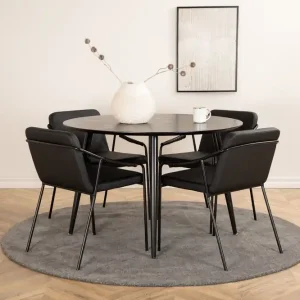 Venture Home Dipp Matgrupp 115 cm Rund med 4 Tvista stolar Svart - Möbler Reapris