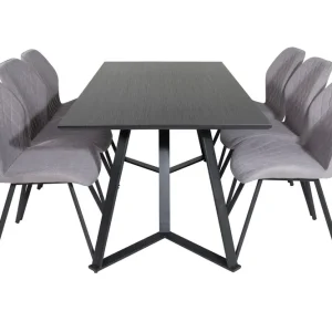 Venture Home Marina Matgrupp 180 cm Rektangulär med 6 Gemma stolar Svart - Möbler risnedsättning