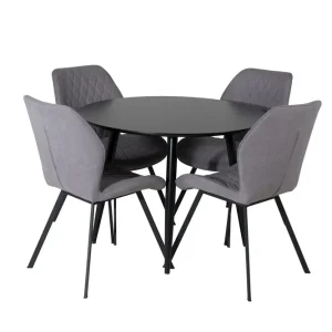 Venture Home Plaza Matgrupp 100 cm Rund med 4 Gemma stolar Svart - Möbler Expressleverans