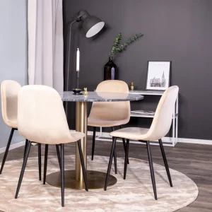 Köp online Venture Home Estelle Matgrupp 106 cm Rund med 4 Polar stolar Beige - Möbler