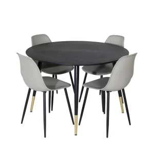 Venture Home Dipp Matgrupp 115 cm Rund med 4 Polar stolar Svart/Guld - Möbler Snabb leverans
