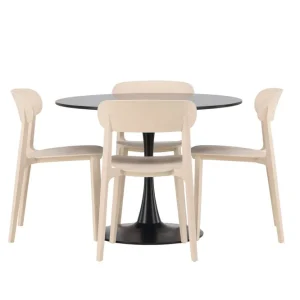 Beställ nu Venture Home Glade Matgrupp 100 cm Rund med 4 Åstol stolar Beige - Möbler