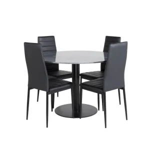 Billigare Venture Home Estelle Matgrupp 106 cm Rund med 4 Slim stolar Svart - Möbler