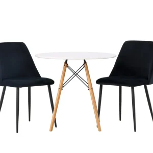 Venture Home Danburi Matgrupp 60 cm Rund med 2 Night stolar Svart - Möbler I lager