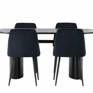 Fynd Venture Home Isolde Matgrupp 180 cm Oval med 4 Night stolar Svart - Möbler
