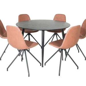Venture Home Dipp Matgrupp 115 cm Rund med 6 Polar stolar Svart - Möbler Rea