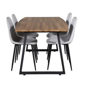 Premium Venture Home Inca Matgrupp 160 cm Rektangulär med 4 Polar stolar Svart - Möbler