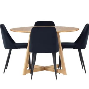 Venture Home Yakidon Matgrupp 120 cm Rund med 4 Night stolar Svart - Möbler Snabb leverans