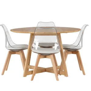 Venture Home Yakidon Matgrupp 120 cm Rund med 4 Edvin stolar Brun - Möbler Expressleverans
