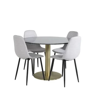 Venture Home Estelle Matgrupp 106 cm Rund med 4 Polar stolar Svart/Guld - Möbler Sänkt pris
