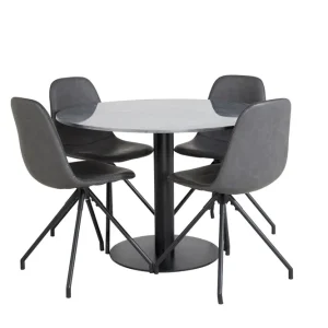 Handla nu Venture Home Estelle Matgrupp 106 cm Rund med 4 Polar stolar Svart - Möbler