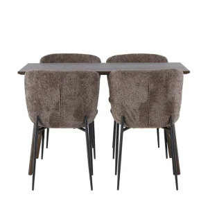 Fynd Venture Home Kaseidon Matgrupp 120 cm Rektangulär med 4 Modesto stolar Mörkbrun - Möbler