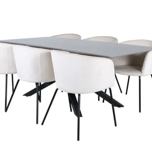 Erbjudande Venture Home Piazza Matgrupp 180 cm Rektangulär med 6 Berit stolar Beige - Möbler
