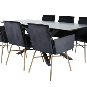 Venture Home Piazza Matgrupp 180 cm Rektangulär med 6 Petra stolar Svart - Möbler Lägg i varukorgen
