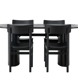 Venture Home Isolde Matgrupp 180 cm Oval med 4 Montros stolar Svart - Möbler Utförsäljning