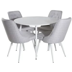 Venture Home Plaza Matgrupp 100 cm Rund med 4 Velvet Deluxe stolar Grå - Möbler Bästa pris
