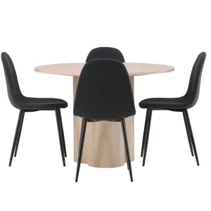 Venture Home Olivia Matgrupp 110 cm Rund med 4 Polar stolar Whitewash - Möbler I lager