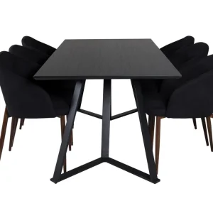 Venture Home Marina Matgrupp 180 cm Rektangulär med 6 Arch stolar Svart - Möbler Kampanj