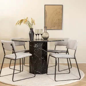 Nyhet Venture Home Marbs Matgrupp 110 cm Rund med 4 Kenth stolar Svart - Möbler