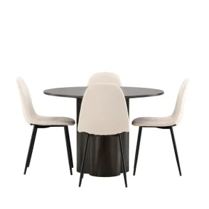Kampanjpris Venture Home Olivia Matgrupp 110 cm Rund med 4 Polar stolar Beige - Möbler