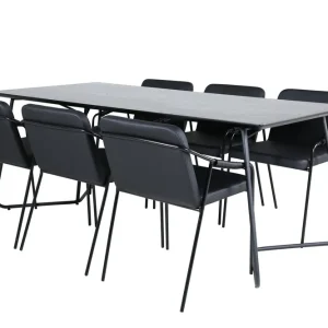 Lägg i varukorgen Venture Home Petra Matgrupp 190 cm Rektangulär med 6 Tvista stolar Svart - Möbler