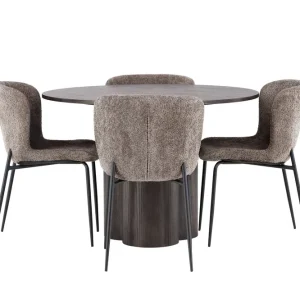 I lager Venture Home Olivia Matgrupp 110 cm Rund med 4 Modesto stolar Beige - Möbler