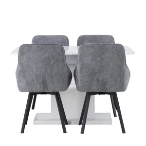 Premium Venture Home Pluto Matgrupp 120 cm Rektangulär med 4 Rosie stolar Grå - Möbler