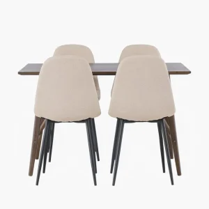 Begränsat antal Venture Home Kaseidon Matgrupp 120 cm Rektangulär med 4 Polar stolar Beige - Möbler