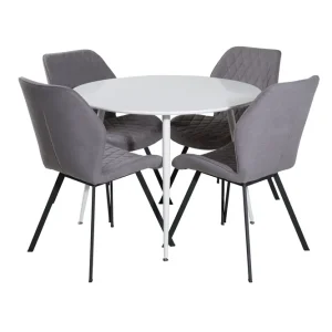 Venture Home Plaza Matgrupp 100 cm Rund med 4 Gemma stolar Svart - Möbler Erbjudande