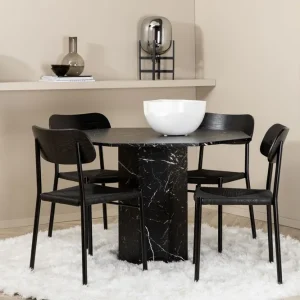 Fri frakt Venture Home Marbs Matgrupp 110 cm Rund med 4 Polly stolar Svart - Möbler