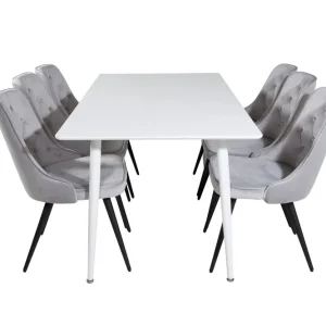 Venture Home Polar Matgrupp 180 cm Rektangulär med 6 Velvet Deluxe stolar Svart - Möbler Fri frakt