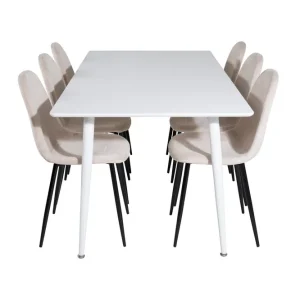 Venture Home Polar Matgrupp 180 cm Rektangulär med 6 Polar stolar Beige - Möbler Expressleverans
