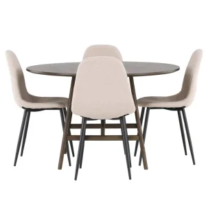 Venture Home Kaseidon Matgrupp 100 cm Rund med 4 Polar stolar Beige - Möbler Billigare