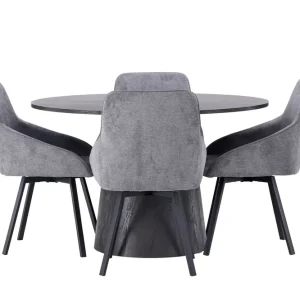 Venture Home Lanzo Matgrupp 120 cm Rund med 4 Rosie stolar Svart - Möbler Billigare