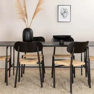 Venture Home Unos Matgrupp 200 cm Rektangulär med 6 Polly stolar Svart - Möbler Beställ idag