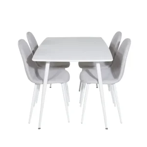 Venture Home Polar Matgrupp 120 cm Rektangulär med 4 Polar stolar Ljusgrå - Möbler Erbjudande