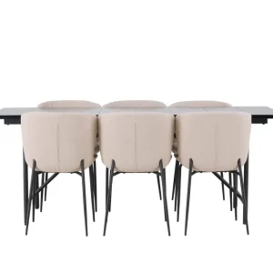 Köp online Venture Home Astrid Matgrupp 200 cm Rektangulär med 6 Modesto stolar Beige - Möbler