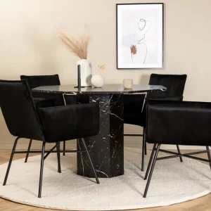 Nedsatt pris Venture Home Marbs Matgrupp 110 cm Rund med 4 Petra stolar Svart - Möbler
