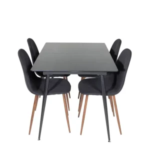 Fynd Venture Home Silar Matgrupp Förlängningsbar 120 cm Rektangulär med 4 Polar stolar Svart - Möbler