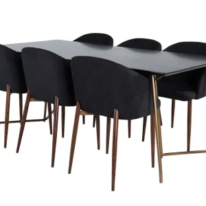 Köp online Venture Home Petra Matgrupp 190 cm Rektangulär med 6 Arch stolar Svart - Möbler