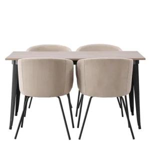 Venture Home Tempe Matgrupp 140 cm Rektangulär med 4 Berit stolar Beige - Möbler Trygg betalning