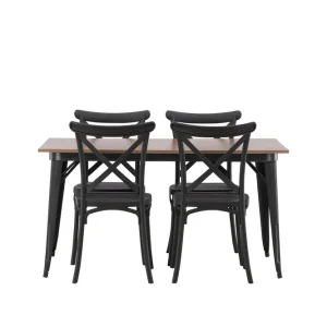 Kampanjpris Venture Home Tempe Matgrupp 140 cm Rektangulär med 4 Crosett stolar Svart - Möbler