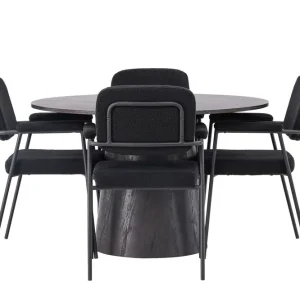 Kundfavorit Venture Home Lanzo Matgrupp 120 cm Rund med 4 Yesterday stolar Svart - Möbler