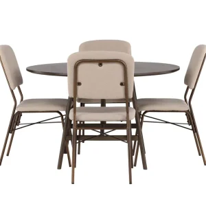 Venture Home Kaseidon Matgrupp 100 cm Rund med 4 Seda stolar Beige - Möbler Utförsäljning