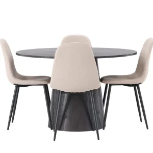 Expressleverans Venture Home Lanzo Matgrupp 120 cm Rund med 4 Polar stolar Beige - Möbler