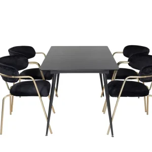 Kundfavorit Venture Home Silar Matgrupp Förlängningsbar 120 cm Rektangulär med 4 Arrow stolar Svart/Guld - Möbler