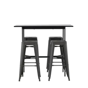 Venture Home Rax Matgrupp 120 cm Rektangulär med 4 Tempe stolar Svart - Möbler Köp online